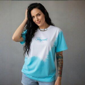 Staycoolnyc ✦ Sky Dye Ombre Graphic Tee ✦ Blue/White Cotton Short Sleeve Fit NWT